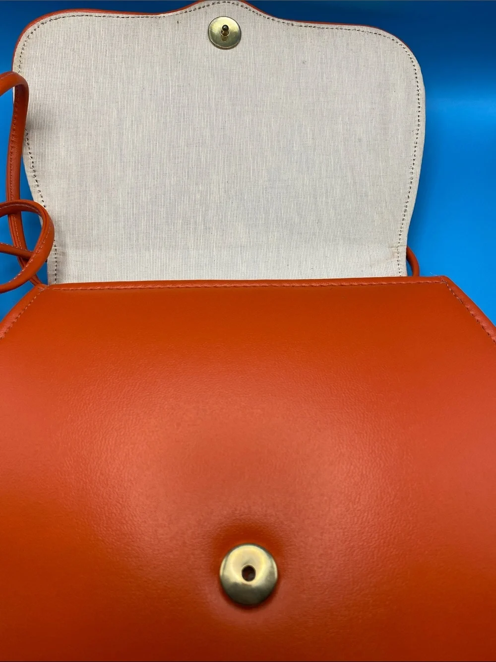 Vintage 80’s Orange Faux Leather Shoulder Bag - Picture 4 of 9